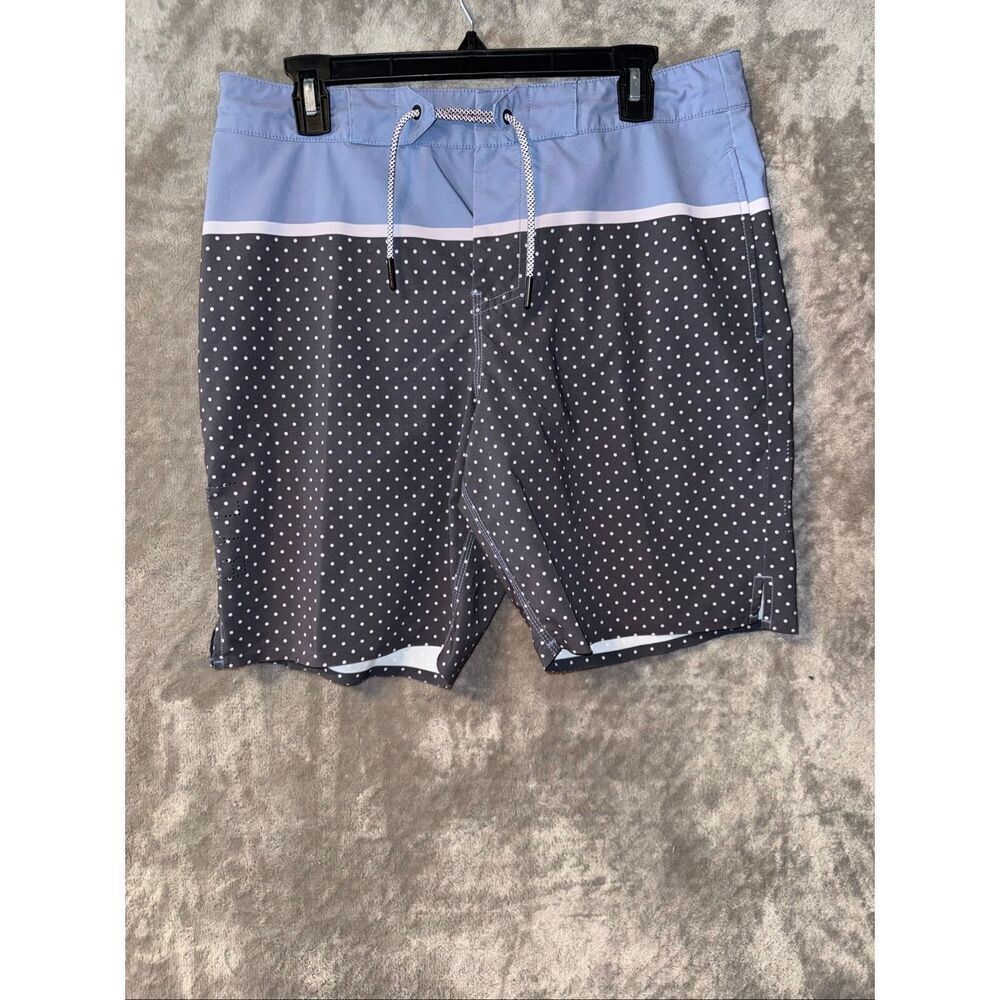 BYLT Premium Basics Coastal Board shorts Slate Blue & Polka Dot print Medium #78